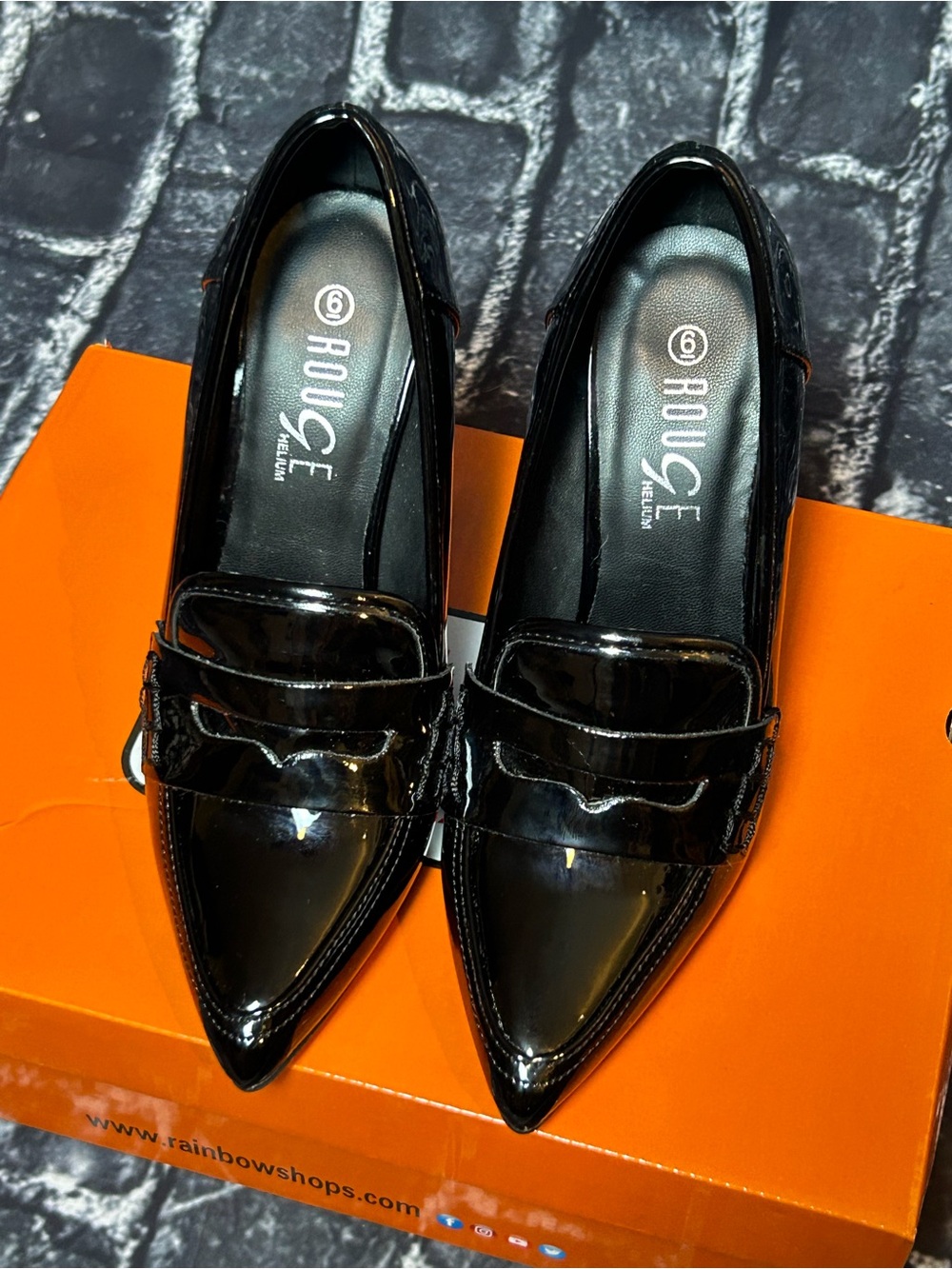 NuFace Black Patent Pointed-Toe Slip-On Loafers